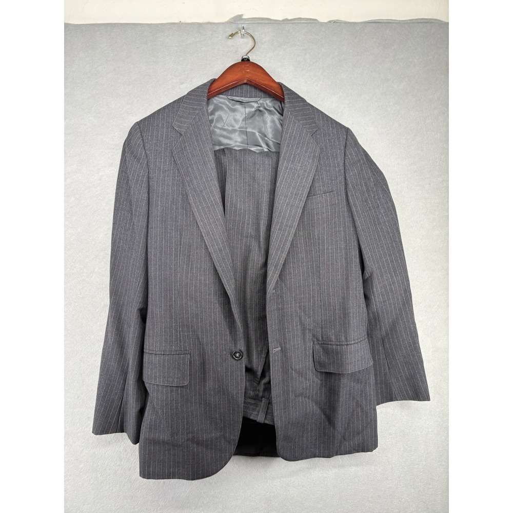 Perkins 2 Piece Suit Set‎ Tailor Made Pants & Coat Blazer Custom Gray Pinstripe